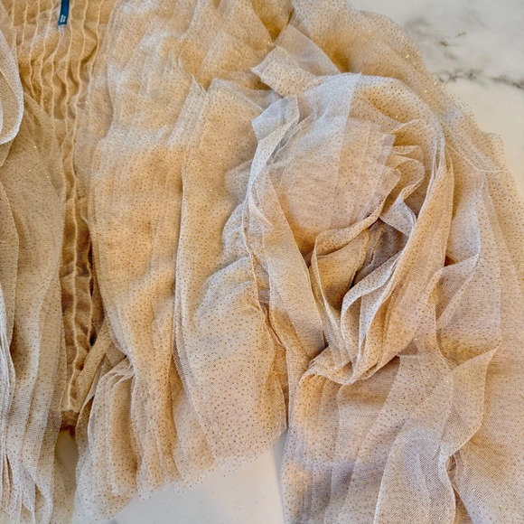 Anthropologie Lamarque Britney Ruffle Tulle Jacket Bolero Shrug Champagne Gold - Picture 7 of 16
